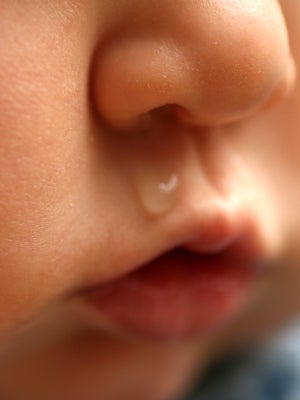 crying baby with snot